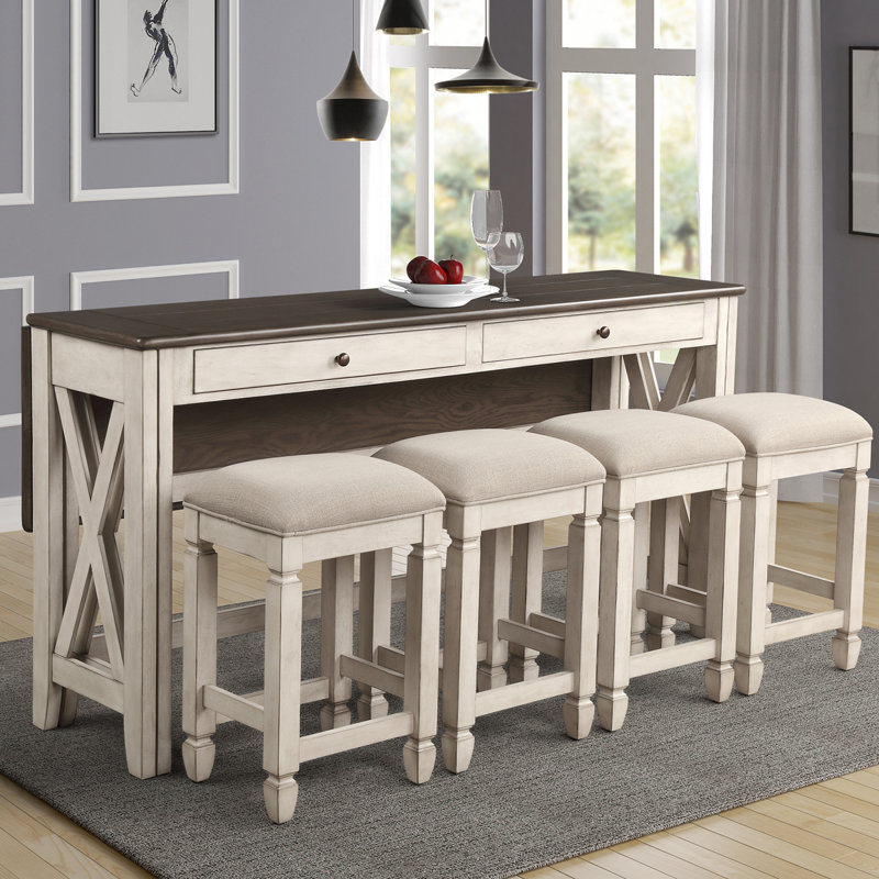 Latitude Run® Drop Leaf Table W/ Stools | Wayfair